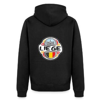 Liège Belgique Drapeau Badge Voyage Souvenir Timbre - Veste à capuche bio Premium Unisexe - noir - Dos - Nico (187cm)