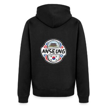 Anseong Südkorea Flagge Reise Souvenir Abzeichen Sta - Unisex Premium Bio Zip Hoodie - Schwarz - Hinten - Nico (187cm)