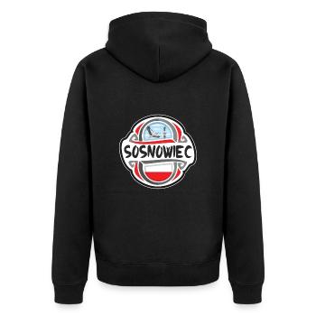 Sosnowiec Pologne Drapeau Badge Voyage Souvenir Timbre - Veste à capuche bio Premium Unisexe - noir - Dos - Nico (187cm)