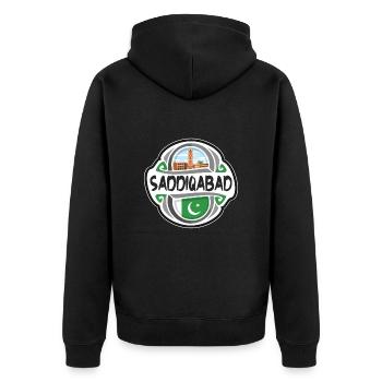 Saddiqabad Pakistan Flag Travel Souvenir Badge Sta - Unisex Premium Organic Zip Hoodie - black - Back - Nico (187cm)