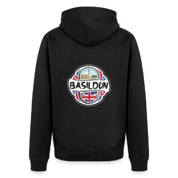 Basildon Royaume-Uni Royaume-Uni Drapeau Souvenir de voyage Ba - Veste à capuche bio Premium Unisexe - noir - Dos - Nico (187cm)