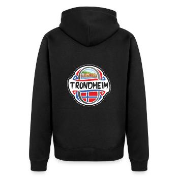 Trondheim Norway Flag Badge Travel Souvenir Stamp - Unisex Premium Organic Zip Hoodie - black - Back - Nico (187cm)