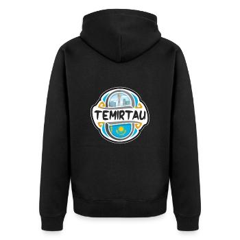 Temirtau Kazakhstan Flag Travel Souvenir Badge Sta - Unisex Premium Organic Zip Hoodie - black - Back - Nico (187cm)