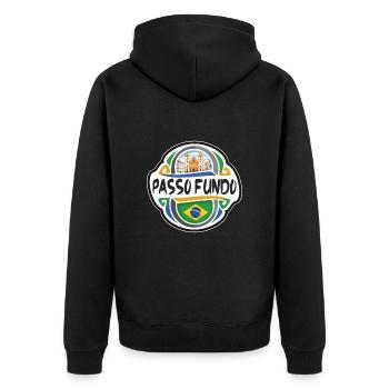 Passo Fundo Brasilien Flagge Reise Souvenir Abzeichen Stam - Unisex Premium Bio Zip Hoodie - Schwarz - Hinten - Nico (187cm)