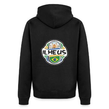 Ilheus Brésil Drapeau Badge Voyage Souvenir Timbre - Veste à capuche bio Premium Unisexe - noir - Dos - Nico (187cm)
