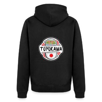 Toyokawa Japan Flagge Abzeichen Reise Souvenir Briefmarke - Unisex Premium Bio Zip Hoodie - Schwarz - Hinten - Nico (187cm)