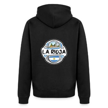 La Rioja Argentine Drapeau Voyage Souvenir Badge Stam - Veste à capuche bio Premium Unisexe - noir - Dos - Nico (187cm)