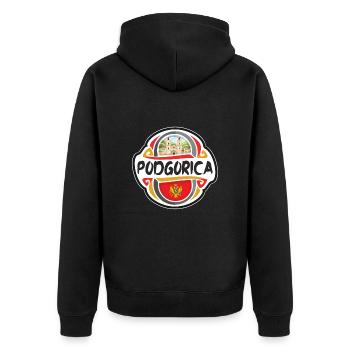 Podgorica Montenegro Flag Travel Souvenir Badge St - Unisex Premium Organic Zip Hoodie - black - Back - Nico (187cm)