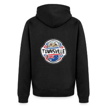 Townsville Australien Flagge Reise Souvenir Badge St - Unisex Premium Bio Zip Hoodie - Schwarz - Hinten - Nico (187cm)