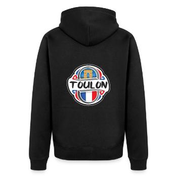 Toulon France Drapeau Badge Voyage Souvenir Timbre - Veste à capuche bio Premium Unisexe - noir - Dos - Nico (187cm)