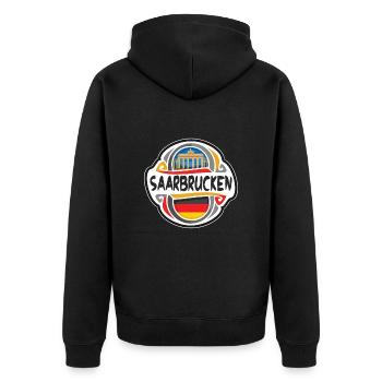 Saarbrucken Germany Flag Travel Souvenir Badge Sta - Unisex Premium Organic Zip Hoodie - black - Back - Nico (187cm)