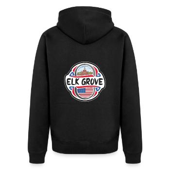 Elk Grove USA Vereinigte Staaten Flagge Reise Souvenir B - Unisex Premium Bio Zip Hoodie - Schwarz - Hinten - Nico (187cm)