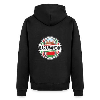 Baranavichy Belarus Flag Travel Souvenir Badge Sta - Unisex Premium Organic Zip Hoodie - black - Back - Nico (187cm)