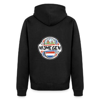 Nijmegen Netherlands Flag Travel Souvenir Badge St - Unisex Premium Organic Zip Hoodie - black - Back - Nico (187cm)