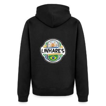 Linhares Brésil Drapeau Badge Voyage Souvenir Timbre - Veste à capuche bio Premium Unisexe - noir - Dos - Nico (187cm)