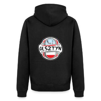 Olsztyn Polen Flagge Abzeichen Reise Souvenir Stempel - Unisex Premium Bio Zip Hoodie - Schwarz - Hinten - Nico (187cm)