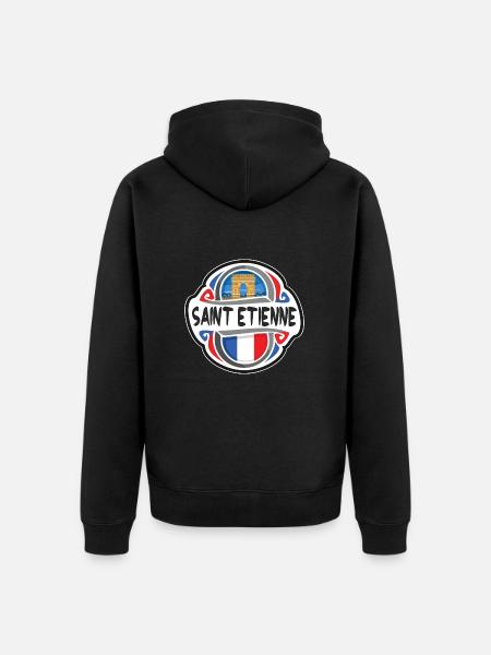 Saint Etienne Frankreich Flagge Reise Souvenir Abzeichen St - Unisex Premium Bio Zip Hoodie - Schwarz
