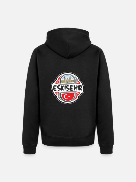 Eskisehir Türkei Flagge Abzeichen Reise Souvenir Stempel - Unisex Premium Bio Zip Hoodie - Schwarz