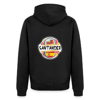 Santander Spanien Flagge Abzeichen Reise Souvenir Stempel - Unisex Premium Bio Zip Hoodie - Schwarz - Hinten - Nico (187cm)