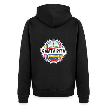Santa Rita Venezuela Flag Travel Souvenir Badge St - Unisex Premium Organic Zip Hoodie - black - Back - Nico (187cm)