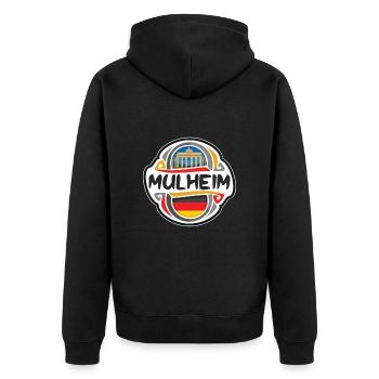 Mulheim Deutschland Flaggenabzeichen Reise Souvenir Briefmarke - Unisex Premium Bio Zip Hoodie - Schwarz - Hinten - Nico (187cm)