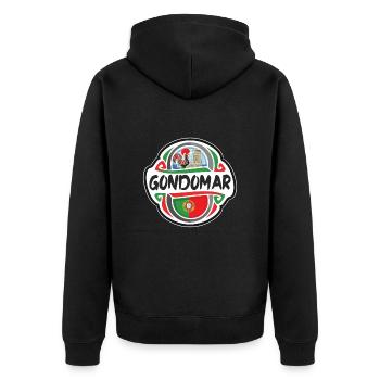 Gondomar Portugal Flagge Abzeichen Reise Souvenir Briefmarke - Unisex Premium Bio Zip Hoodie - Schwarz - Hinten - Nico (187cm)