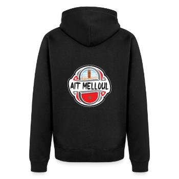 Ait Melloul Maroc Drapeau Voyage Souvenir Badge Sta - Veste à capuche bio Premium Unisexe - noir - Dos - Nico (187cm)