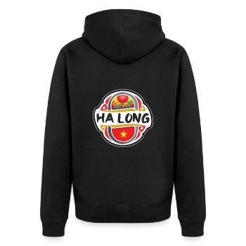 Ha Long Vietnam Drapeau Badge Voyage Souvenir Timbre - Veste à capuche bio Premium Unisexe - noir - Dos - Nico (187cm)