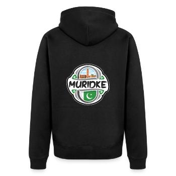 Muridke Pakistan Drapeau Badge Voyage Souvenir Timbre - Veste à capuche bio Premium Unisexe - noir - Dos - Nico (187cm)
