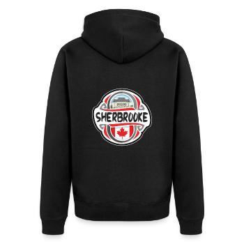 Insigne du drapeau du Canada de Sherbrooke Timbre souvenir de voyage - Veste à capuche bio Premium Unisexe - noir - Dos - Nico (187cm)