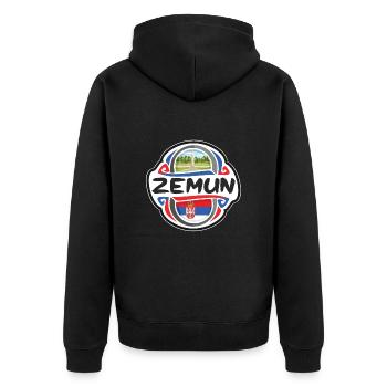 Zemun Serbie Drapeau Badge Voyage Souvenir Timbre - Veste à capuche bio Premium Unisexe - noir - Dos - Nico (187cm)
