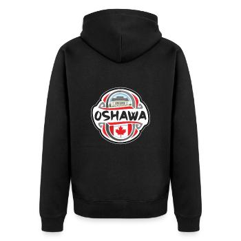 Insigne du drapeau du Canada d’Oshawa Timbre souvenir de voyage - Veste à capuche bio Premium Unisexe - noir - Dos - Nico (187cm)