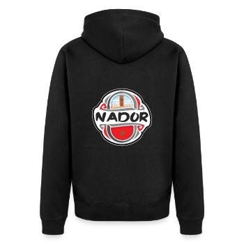 Nador Morocco Flag Badge Travel Souvenir Stamp - Unisex Premium Organic Zip Hoodie - black - Back - Nico (187cm)