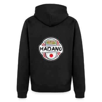 Hadano Japon Drapeau Badge Souvenir de Voyage Timbre - Veste à capuche bio Premium Unisexe - noir - Dos - Nico (187cm)
