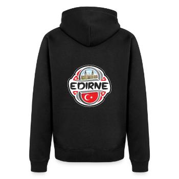 Edirne Türkei Flagge Abzeichen Reise Souvenir Stempel - Unisex Premium Bio Zip Hoodie - Schwarz - Hinten - Nico (187cm)