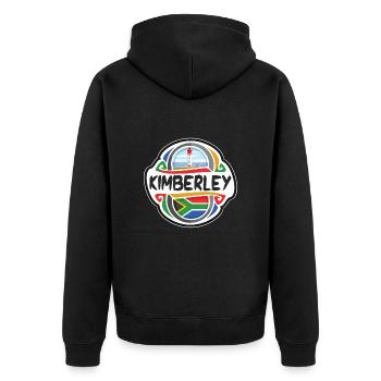 Kimberley Südafrika Flagge Reise Souvenir Abzeichen - Unisex Premium Bio Zip Hoodie - Schwarz - Hinten - Nico (187cm)