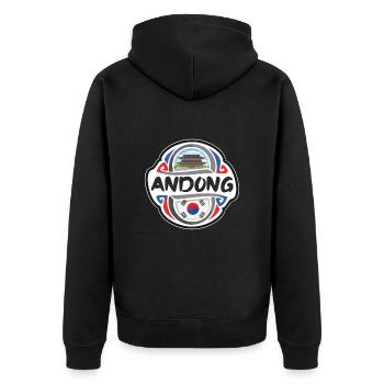 Andong Südkorea Flagge Reise Souvenir Abzeichen Stam - Unisex Premium Bio Zip Hoodie - Schwarz - Hinten - Nico (187cm)