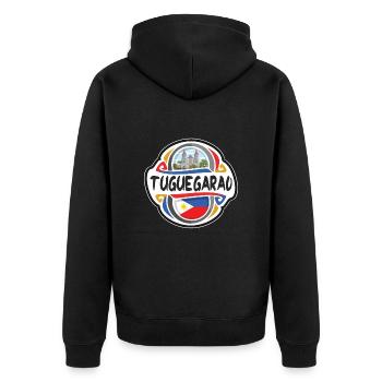 Tuguegarao Philippinen Flagge Reise Souvenir Abzeichen - Unisex Premium Bio Zip Hoodie - Schwarz - Hinten - Nico (187cm)