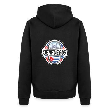 Cienfuegos Cuba Flag Badge Travel Souvenir Stamp - Unisex Premium Organic Zip Hoodie - black - Back - Nico (187cm)