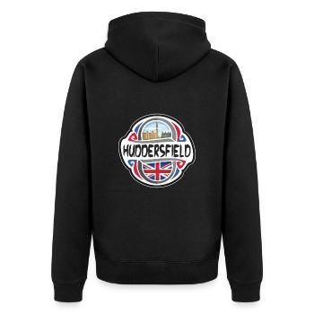 Huddersfield Royaume-Uni Drapeau du Royaume-Uni Voyage Souveni - Veste à capuche bio Premium Unisexe - noir - Dos - Nico (187cm)