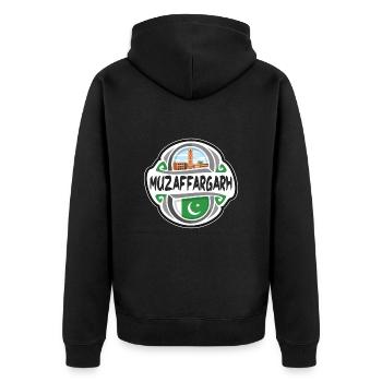 Muzaffargarh Pakistan Drapeau Voyage Souvenir Badge S - Veste à capuche bio Premium Unisexe - noir - Dos - Nico (187cm)