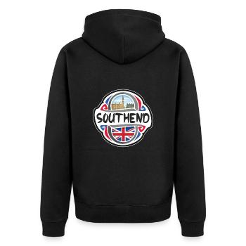 Southend UK United Kingdom Flag Travel Souvenir Ba - Unisex Premium Organic Zip Hoodie - black - Back - Nico (187cm)