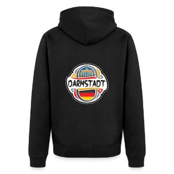 Darmstadt Deutschland Flaggenabzeichen Reise Souvenir Briefmarke - Unisex Premium Bio Zip Hoodie - Schwarz - Hinten - Nico (187cm)