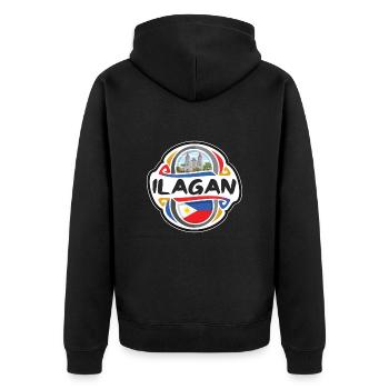 Ilagan Philippines Drapeau Voyage Souvenir Badge Stam - Veste à capuche bio Premium Unisexe - noir - Dos - Nico (187cm)