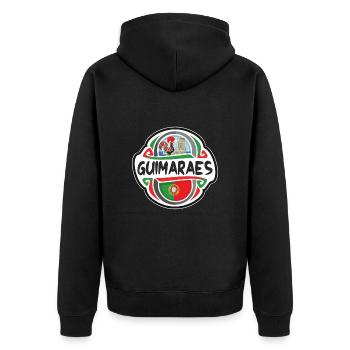 Guimaraes Portugal Flagge Reise Souvenir Abzeichen Stam - Unisex Premium Bio Zip Hoodie - Schwarz - Hinten - Nico (187cm)