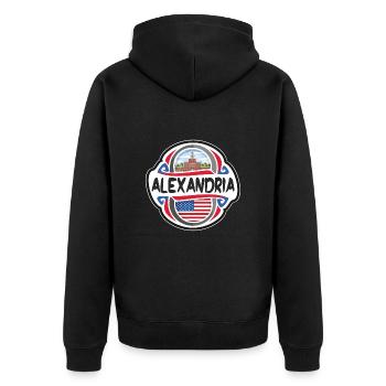 Alexandria USA Flagge Reisesouvenir - Unisex Premium Bio Zip Hoodie - Schwarz - Hinten - Nico (187cm)