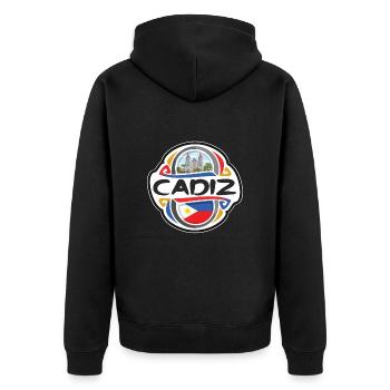 Cadiz Philippines Flag Badge Travel Souvenir Stamp - Unisex Premium Organic Zip Hoodie - black - Back - Nico (187cm)