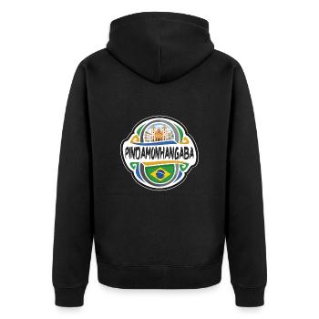 Pindamonhangaba Brasilien Flagge Reise Souvenir Abzeichen - Unisex Premium Bio Zip Hoodie - Schwarz - Hinten - Nico (187cm)