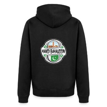 Mandi Bahauddin Pakistan Flag Travel Souvenir Badg - Unisex Premium Organic Zip Hoodie - black - Back - Nico (187cm)