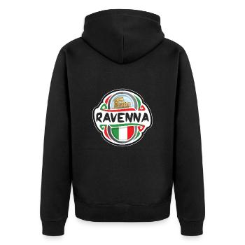 Ravenna Italien Flagge Abzeichen Reise Souvenir Stempel - Unisex Premium Bio Zip Hoodie - Schwarz - Hinten - Nico (187cm)